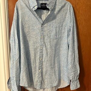 American Eagle Outfitters Light Blue Floral Shirt